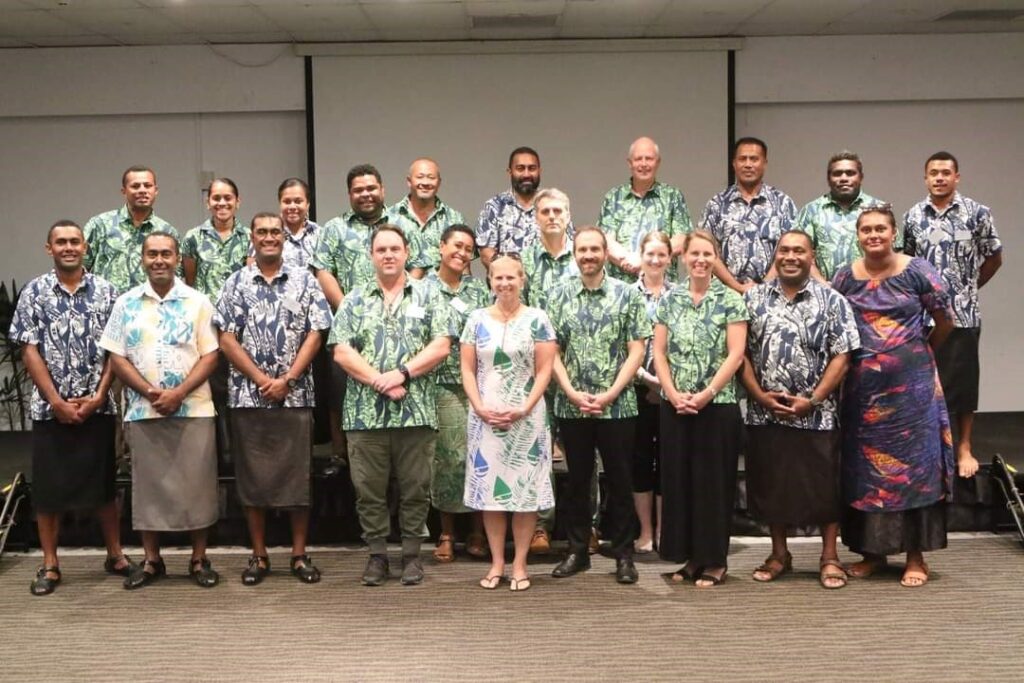WISH members responding to questions include: First row: Waisea Naisilisili, second from left; Timoci Naivalulevu, third from left; Aaron Jenkins, fourth from left; Stacy Jupiter, fifth from left; Mereia “Mia” Ravoka, first from right; Anaseini Ratu, not pictured (© Parijata Gurdayal/WCS)